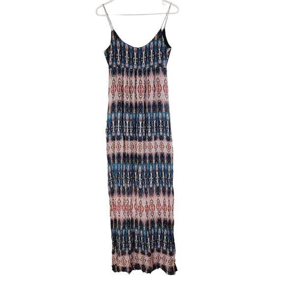 Nicole Miller Artelier blue and red print gauzy artsy maxi dress size 4 Boho - Picture 2 of 14